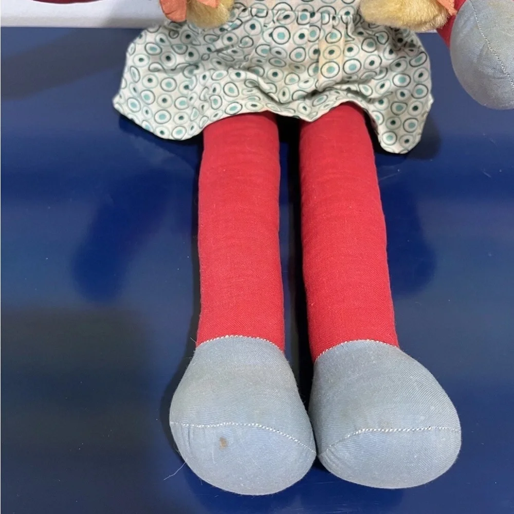 Carnival Plastic Face Cloth Fabric Doll Blonde Hair Braids Blue Eyes Vintage 60s